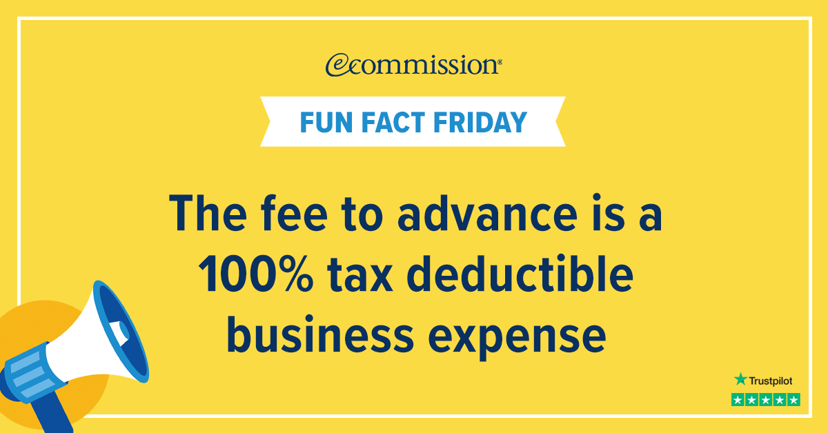 eCommission's tweet image. Don't forget! The fee to advance is a tax-deductible business expense.

Learn more at ow.ly/awSF50UbUoO