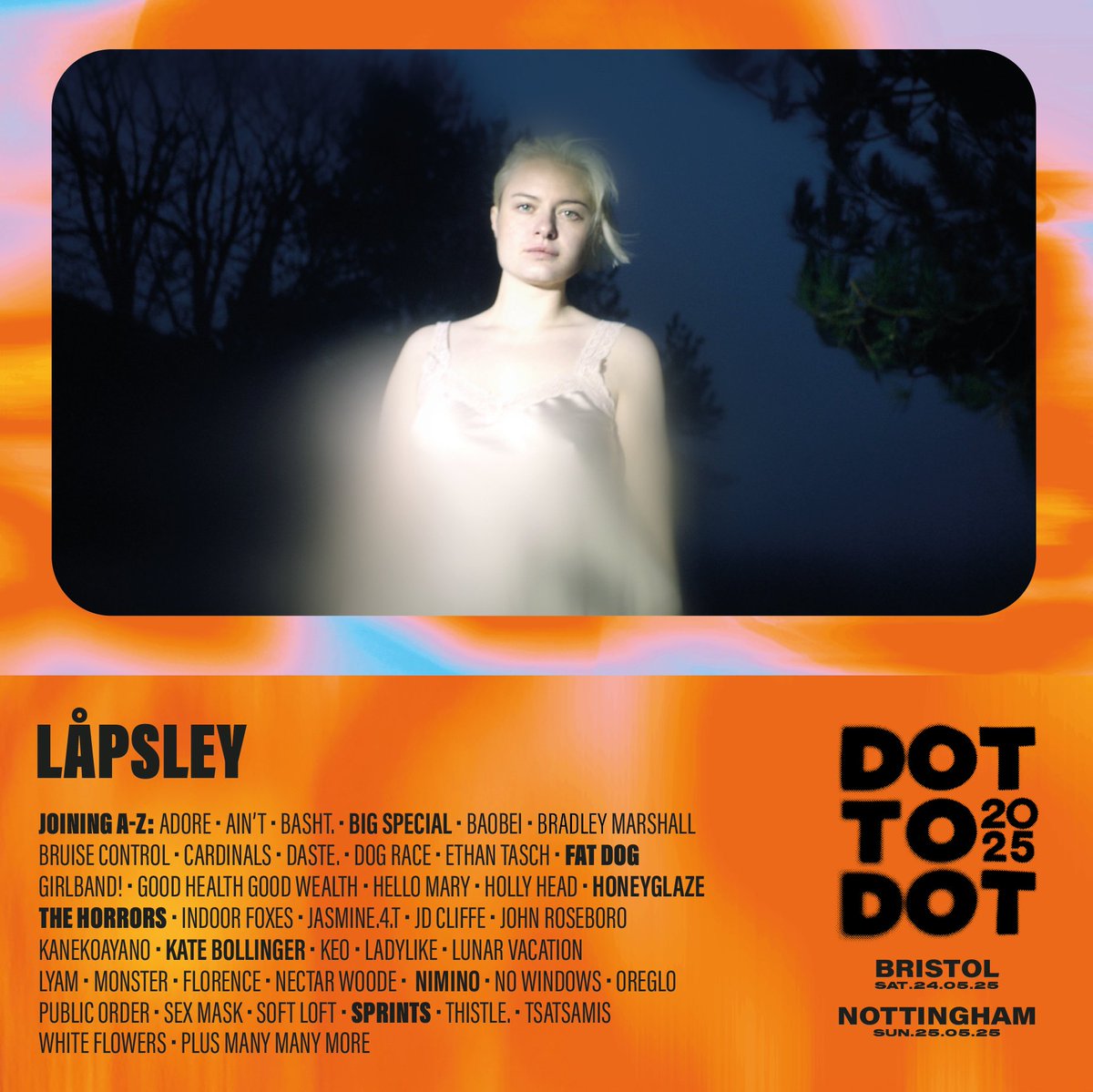 Marking 10 years as an independent artist, <a href="/lapsleyyyy/">Låpsley</a>  heads to D2D in May, with recent collaborations ranging from Barry Can’t Swim or hotly tipped UK girl-band Say Now, to Paloma Faith, with brand new single ‘Church’ just released ✨