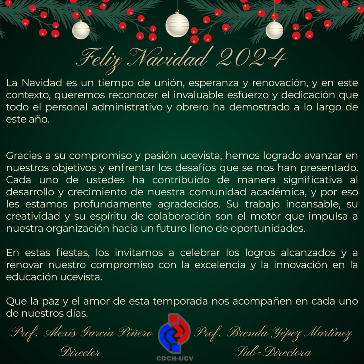 Mensaje de Navidad del CDCH-UCV