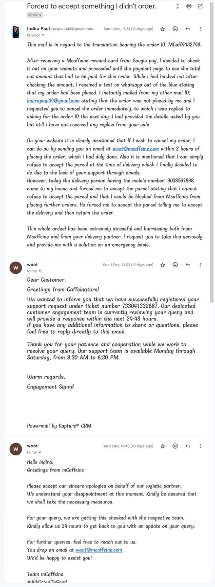 Hiddenblade_AD7's tweet photo. @consumerforum_ I have been harassed by @i_am_caffeine and their logistics partner since the 1st of December and i have tried my best to co-operate with them but their unfair trade practices along with their partnership with the logistics partner have been scamming me of my money https://t.co/tjm4Vm5VNj