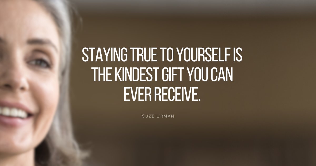 SuzeOrmanShow's tweet photo. Show yourself the same commitment you give to others. Staying true to who you are is one of the greatest acts of kindness you can give yourself. #selfcare #selflove #committoyourself https://t.co/MXaPJwHzZ6