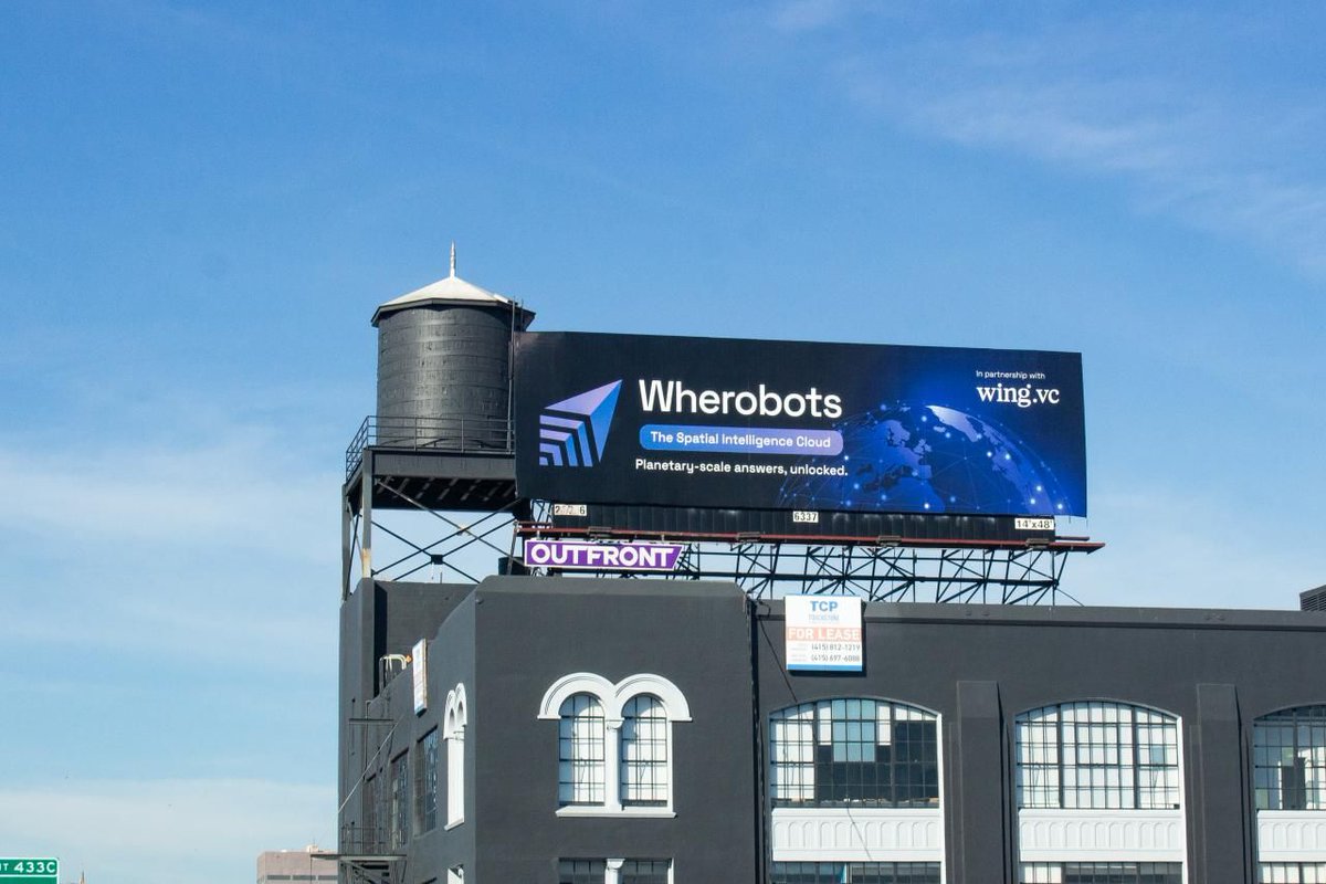 Have you seen the <a href="/wherobots/">Wherobots</a> billboard yet? 👀

Last month Wherobots announced their Series A to modernize geospatial and climate intelligence.🚀 We are so proud to partner with this great team!

<a href="/JiaYu_JY/">Jia Yu</a> <a href="/MoSarwat/">Mo Sarwat</a>