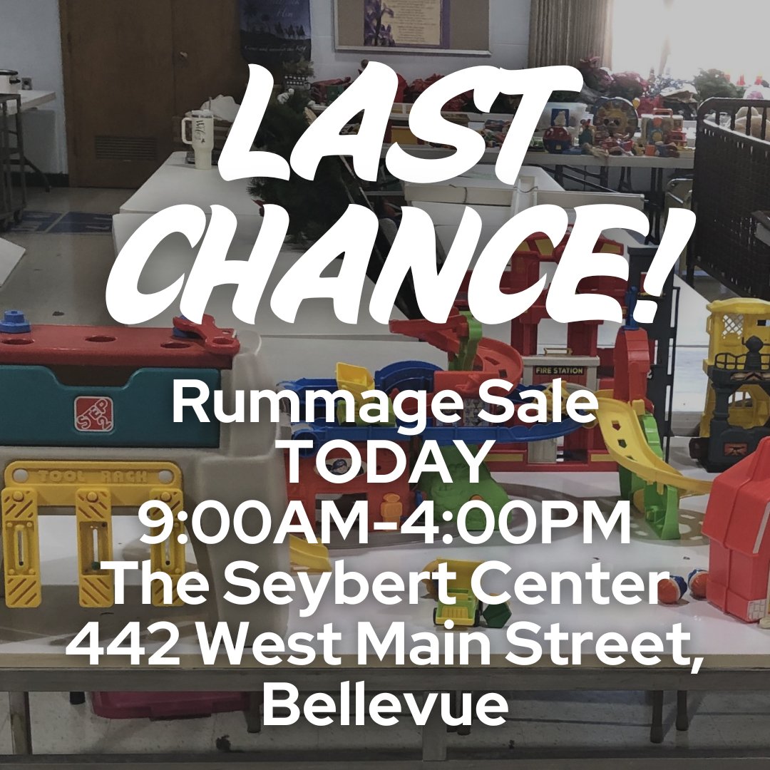 FlatRockHomes's tweet photo. It's the last day of the Seybert Sale for 2025!

Come help clear out some treasures today until 4PM at 442 West Main Street in Bellevue.

#FlatRockHomes #RummageSale https://t.co/lfrsTdMcrU