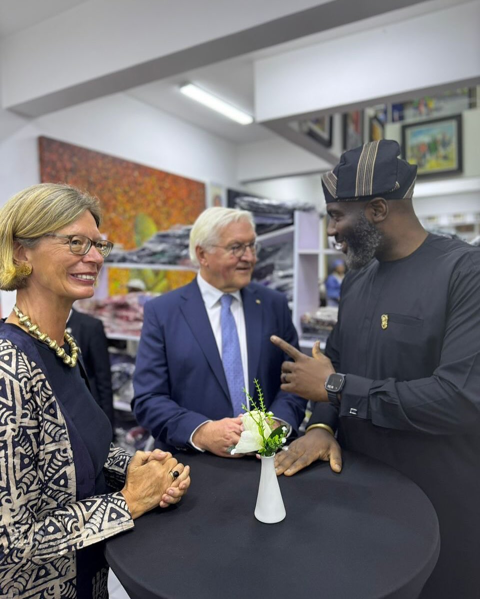 NCMMHQ's tweet photo. Our DG had the pleasure of meeting the President of Germany, Frank-Walter Steinmeier, at the reception held in his honor @nikeartgallery in Lagos.

They discussed the progress Nigeria &amp; Germany are making regarding the return of our artifacts in German museums. https://t.co/MZL5MMquQT