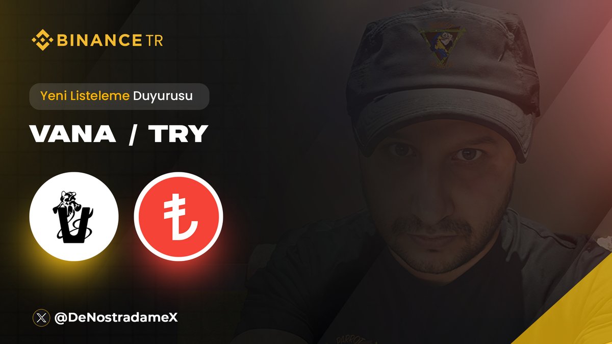 Herkese selam arkadaşlar🖐️
🧙Binance TR , Vana(VANA) ' yı TRY işlem çiftinde listeleyeceğini duyurdu. Aynı zamanda Binance Launchpool üzerindeki 62. proje olduğunu unutmamak gerekir. 
🧙Alım satım işlemleri 16/12/2024 Pazartesi günü TR saatiyle 13.00’te  başlayacaktır. (VANA/TRY