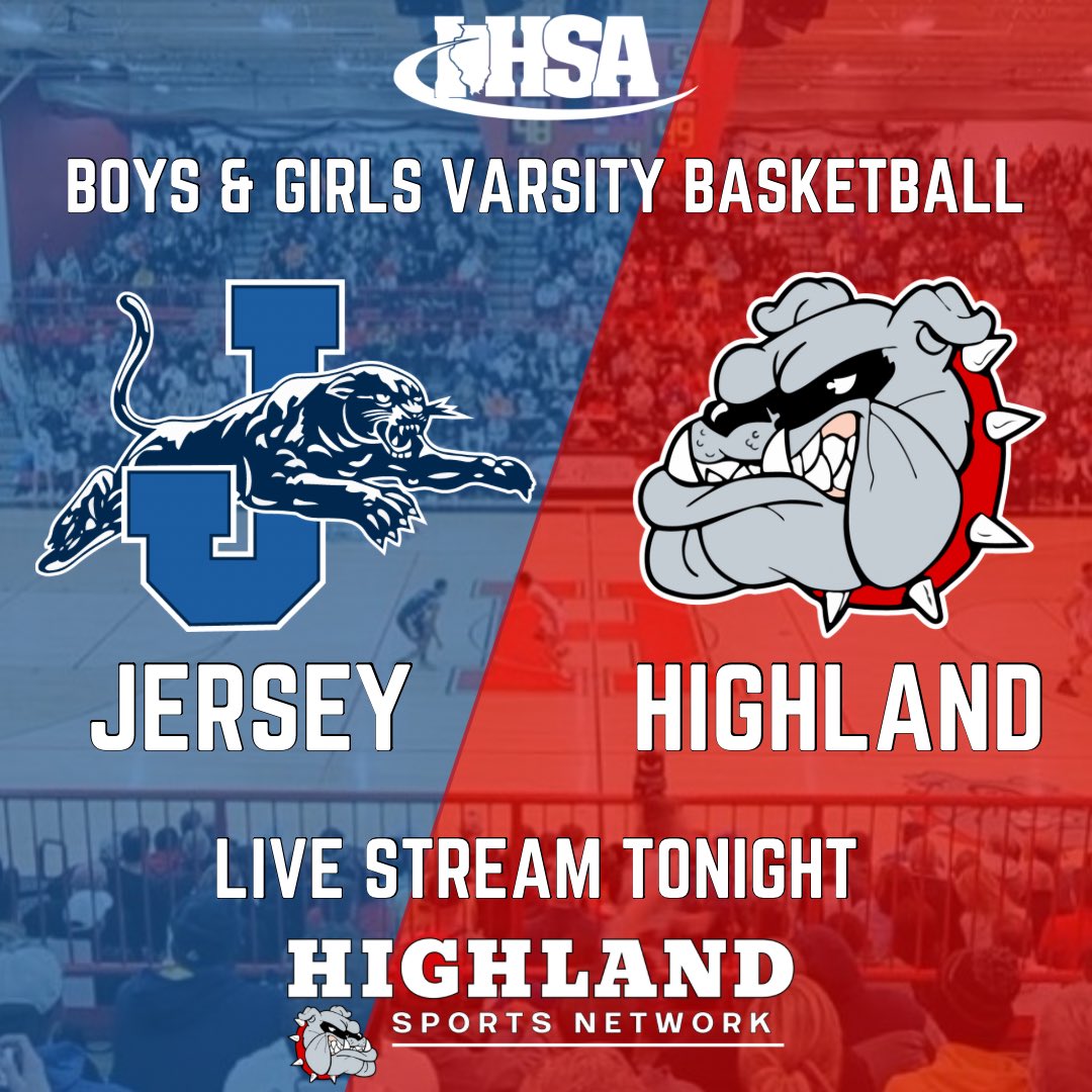 Jersey Community (IL) vs Highland (IL)
📣MVC MEGA NIGHT📣 | <a href="/HHSLadybulldogs/">HHS Lady Bulldogs Bball</a> and <a href="/HHSBulldogBball/">HHS Basketball</a> are back to back on the Highland Sports Network tonight! 
🎥 Watch FREE on YouTube or Facebook
⏰ Live Stream begins at 5:45 PM for girls - Boys stream to follow
📍  at Highland