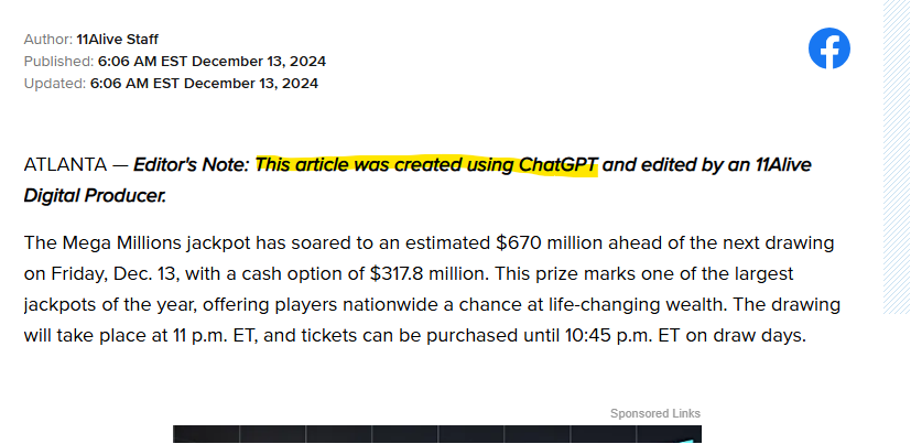 Meanwhile at TEGNA ... robots are writing news ... 😯