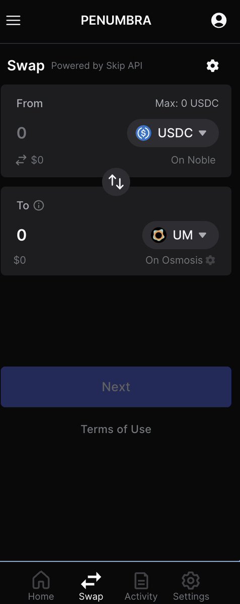 penumbrazone's tweet photo. UM now available on @keplrwallet swaps https://t.co/vbvcSbJDbb