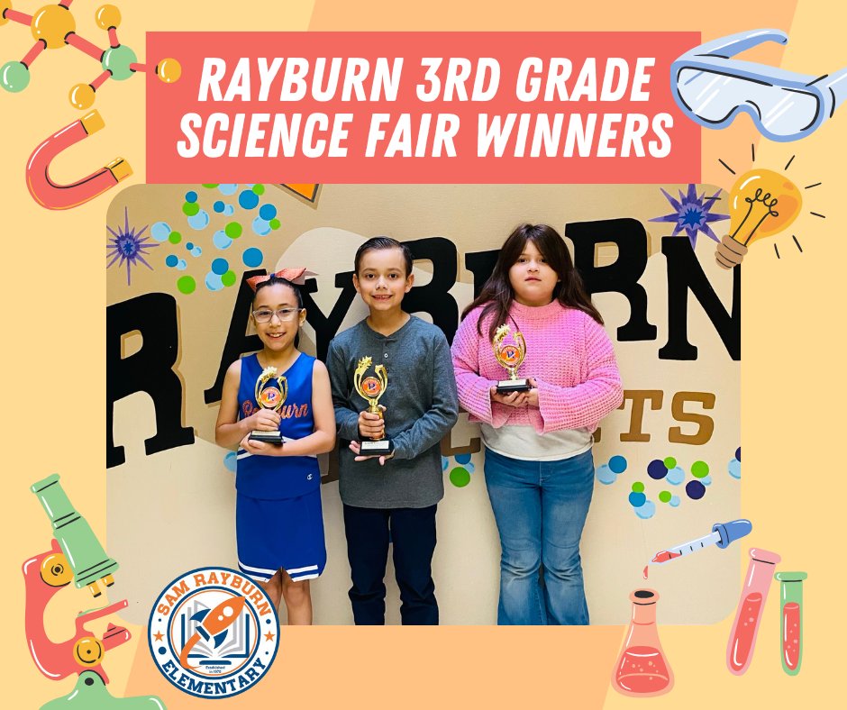 Rockets120's tweet image. 🎉 Huge congrats to the winners of our Rayburn Science Fair from each grade level! 🏆 Your hard work, creativity, and dedication to science are inspiring. 🌟 We&apos;re so proud of all our students for making this event a success! 🧪✨ #RayburnPride #ScienceStars @McAllenISD