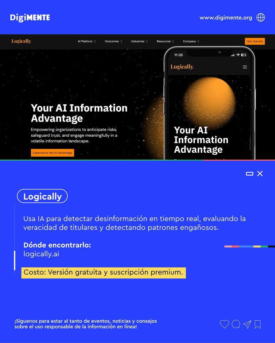 DigiMenteLAT's tweet photo. 💡💻 ¿Listo para explorar nuevas formas de verificar y analizar información? Descubre cómo estas plataformas pueden ayudarte a marcar la diferencia. 

🚀🔗 ¡Comparte estas herramientas, aprende a utilizarlas y sé parte de la solución! https://t.co/1DFgal6gox
