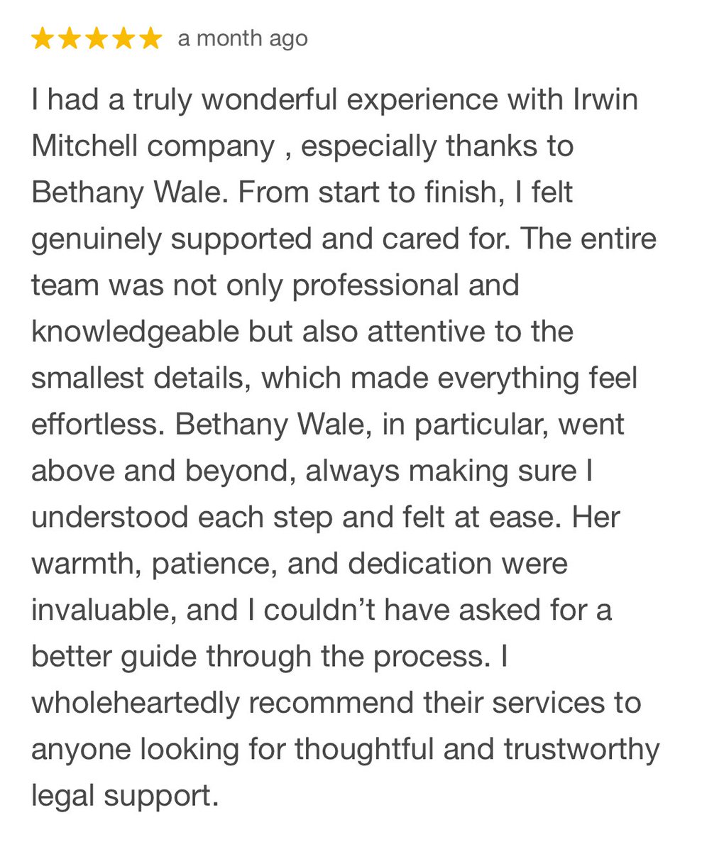 Some of our recent amazing 5-star google reviews for SIResolve. 

Well done team!⭐️

#SIResolve #irwinmitchell #seriousinjury #clientcare