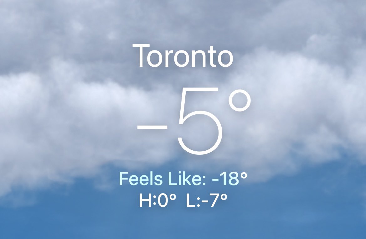 FINGERS SO COLD THEY CAN BARELY TAP BUT WE DO IT BECAUSE WE LOVE THIS GAME

Temps in F and C bc we are a global team 😎🥶

Toronto hype pls warm us 🙏🇨🇦