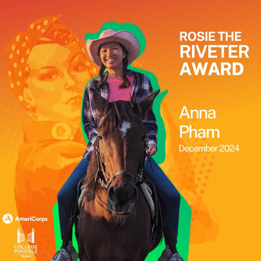 Hats off to Anna, December’s Rosie the Riveter Award recipient! 🏆 Her emails keep ACC students in the know, &amp; her work on the DEI committee ensures everyone feels welcome. From day one, Anna’s energy has been infectious. She continues to lead with grace &amp; a trailblazing spirit.