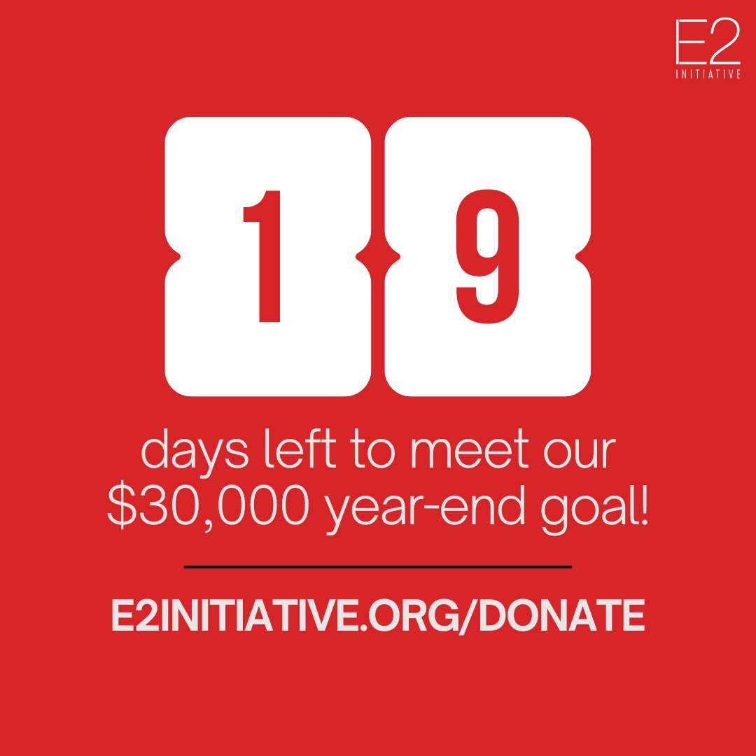 e2_initiative's tweet photo. Help us meet our goal by December 31st! Donate here: https://t.co/T7eLoGKnIi https://t.co/dBwjyyU3DD