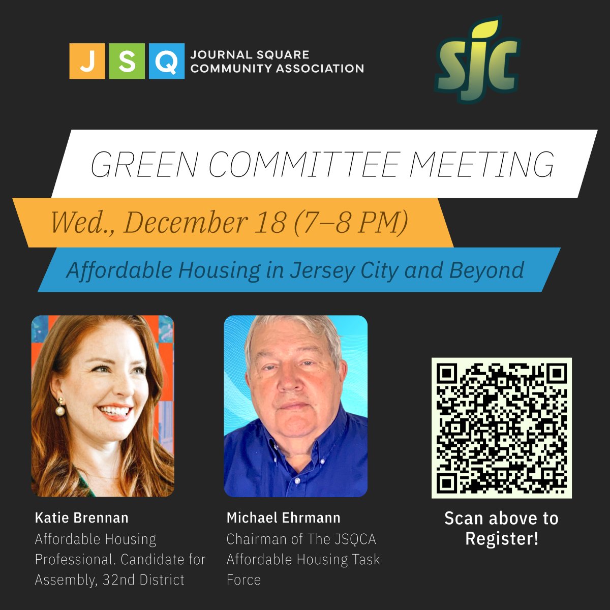 📅 Join us this Wed., 12/18, 7-8PM for a discussion on affordable housing with Katie Brennan (<a href="/katiebrennan_32/">Katie Brennan</a>) (Affordable Housing Professional, Candidate for Assembly, 32nd District) &amp; Michael Ehrmann (Chair of the JSQCA Affordable Housing Task Force)! eventbrite.com/e/community-gr…