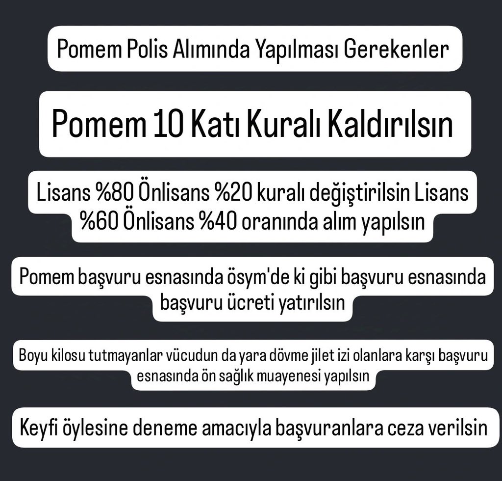 12 bin alım yapılıyor 10 katı kuralına göre 120 bin kişi mülakata çağrılmak zorunda ama çağrılan 80 bin kişi
lisans erkek 8 bin kişi alınıyor basvurmadıklarını bile bile niye o kadar sayı veriliyor şartları tutmayıp başvuran cabası 
#pomemmağdur
<a href="/RTErdogan/">Recep Tayyip Erdoğan</a> <a href="/TC_icisleri/">T.C. İçişleri Bakanlığı</a> <a href="/paedutr/">Polis Akademisi</a>