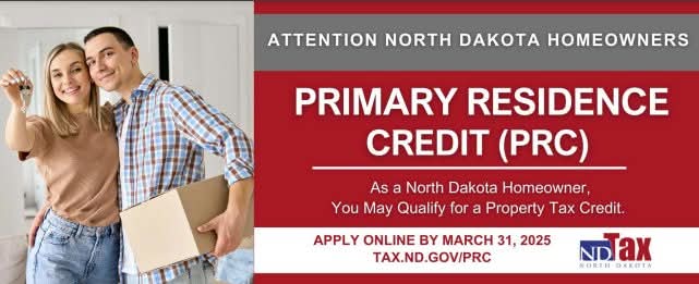 The 2025 application period is now open!
The Primary Residence Credit (PRC) provides all North Dakota homeowners with the option to apply for a state property tax credit through the North Dak
tax.nd.gov/prc

#bowmancounty
