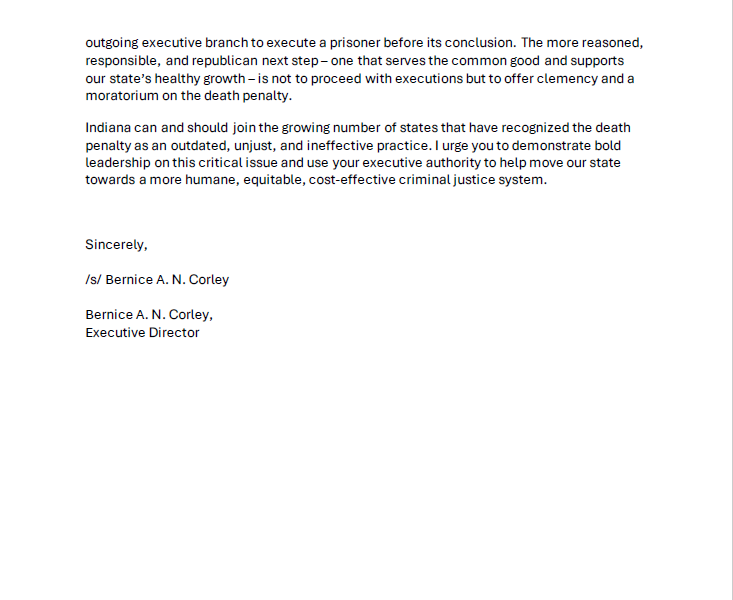 IPDC has urged @GovHolcomb to halt executions in Indiana. The #deathpenalty is costly, broken, and out of step with Hoosier values. Read our full letter ⬇️