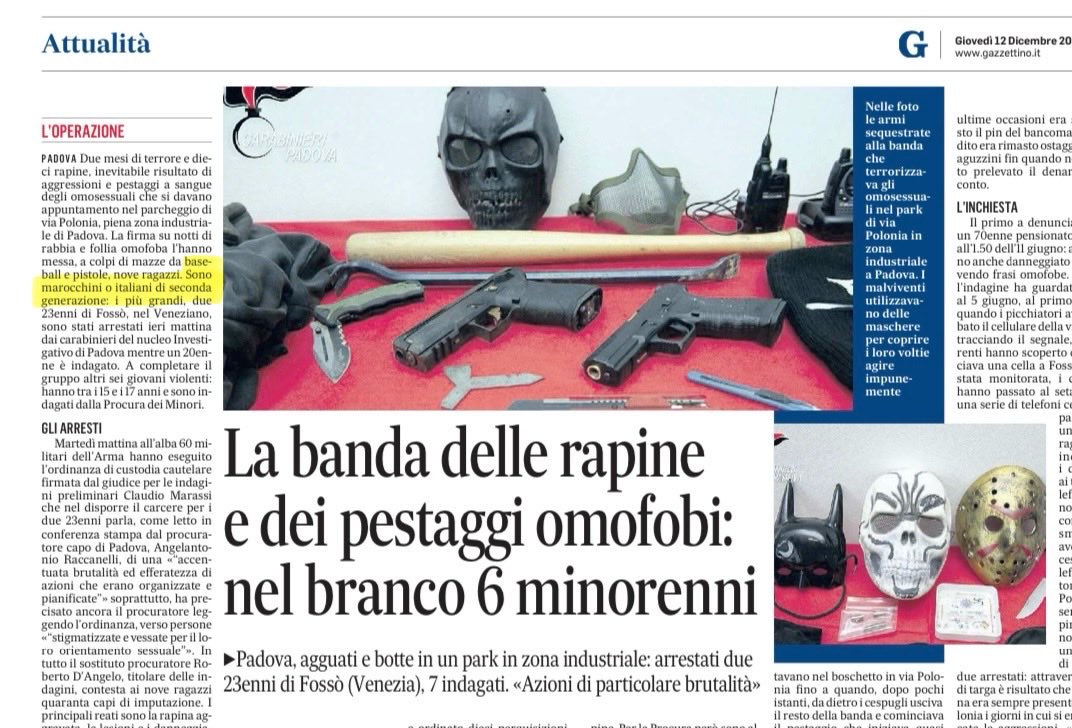 fratotolo2's tweet photo. Scusa @PBerizzi, ti è caduto “di seconda generazione”, ovvero i membri della baby gang omofoba sono tutti nordafricani. https://t.co/KosCzf8Rzo
