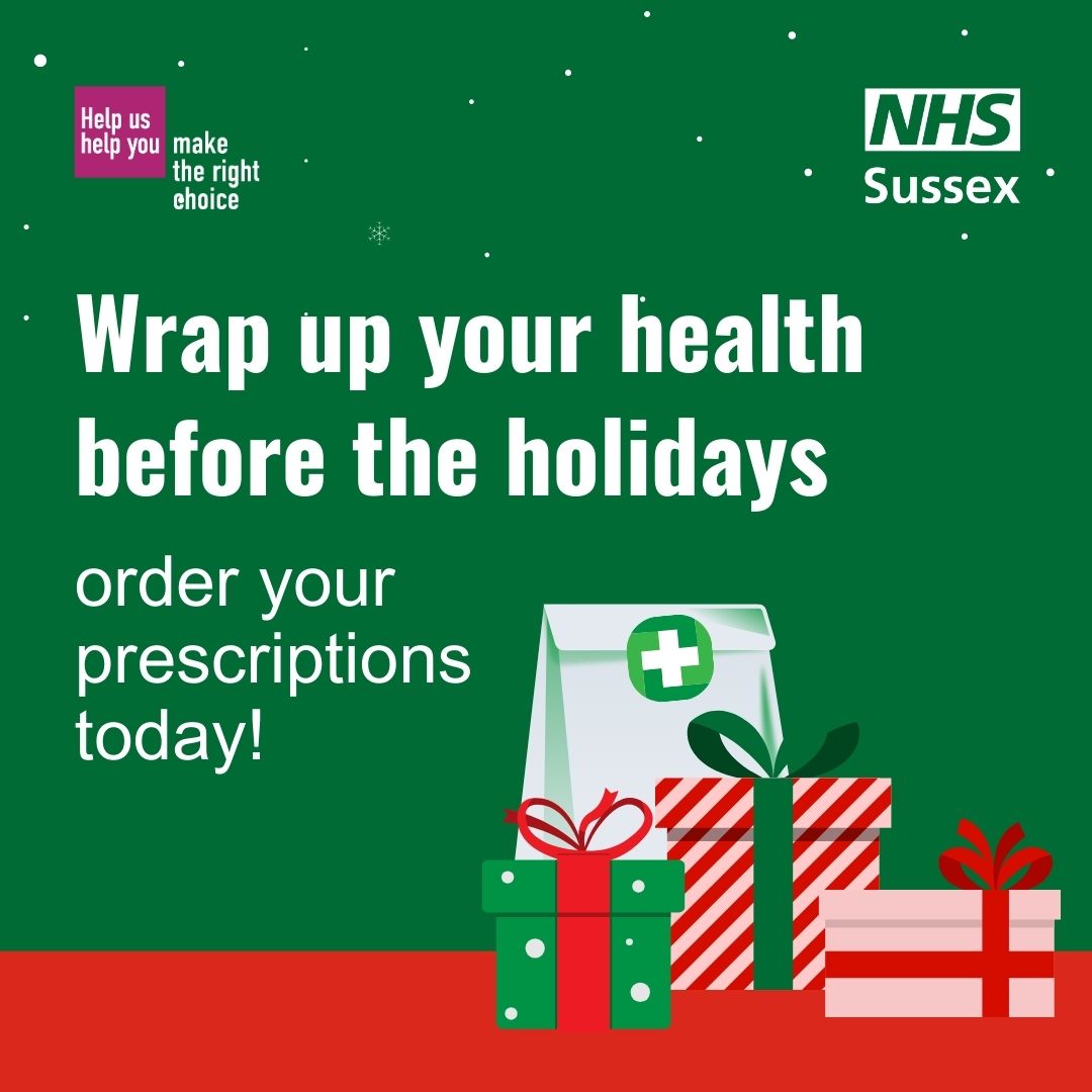 Remember to prioritise your health as Christmas approaches. 

Our practice will be closed on Christmas Day and Boxing Day, and pharmacies will have reduced hours, so be sure to order your repeat prescription in advance.
