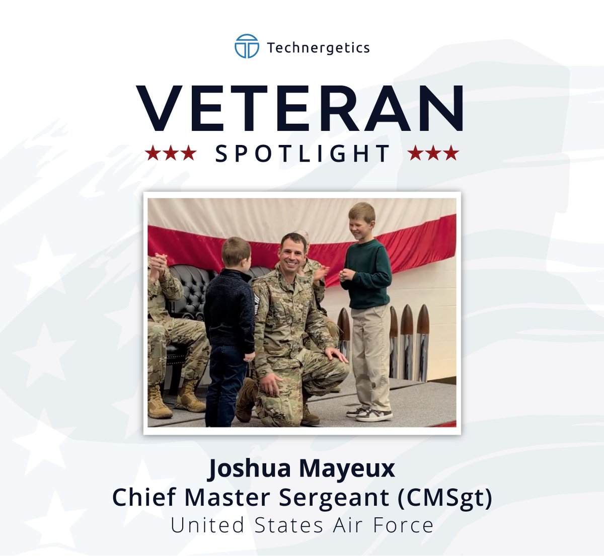 Technergetics is proud to announce a recent milestone for our teammate &amp; Citizen Airman, Mr. Joshua Mayeux. Josh was promoted to Chief Master Sergeant at a small ceremony attended by family &amp; friends at his reserve unit. The Techngs team couldn’t be happier for Josh &amp; his family.