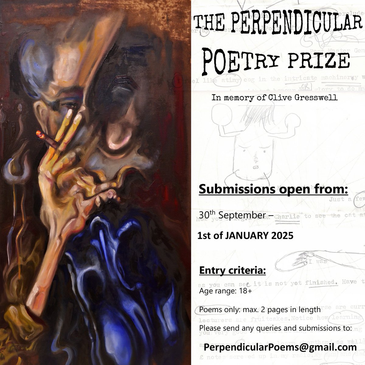 The Perpendicular Poetry Prize... Get your poetry submissions in before the new year! Submissions to: perpendicularpoems@gmail.com - details found below... #poetry #prizes #spokenword #poems #creatives