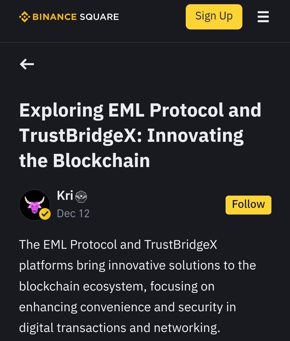 🌟 TrustBridgeX: Redefining Crypto Trades!

Secure, seamless P2P transactions with blockchain-powered escrow. 💎🚀
Built for trust, designed for everyone. 🌐

bit.ly/4gtr7hq
bit.ly/4fbowry

#TBX #EML #BinanceSquare