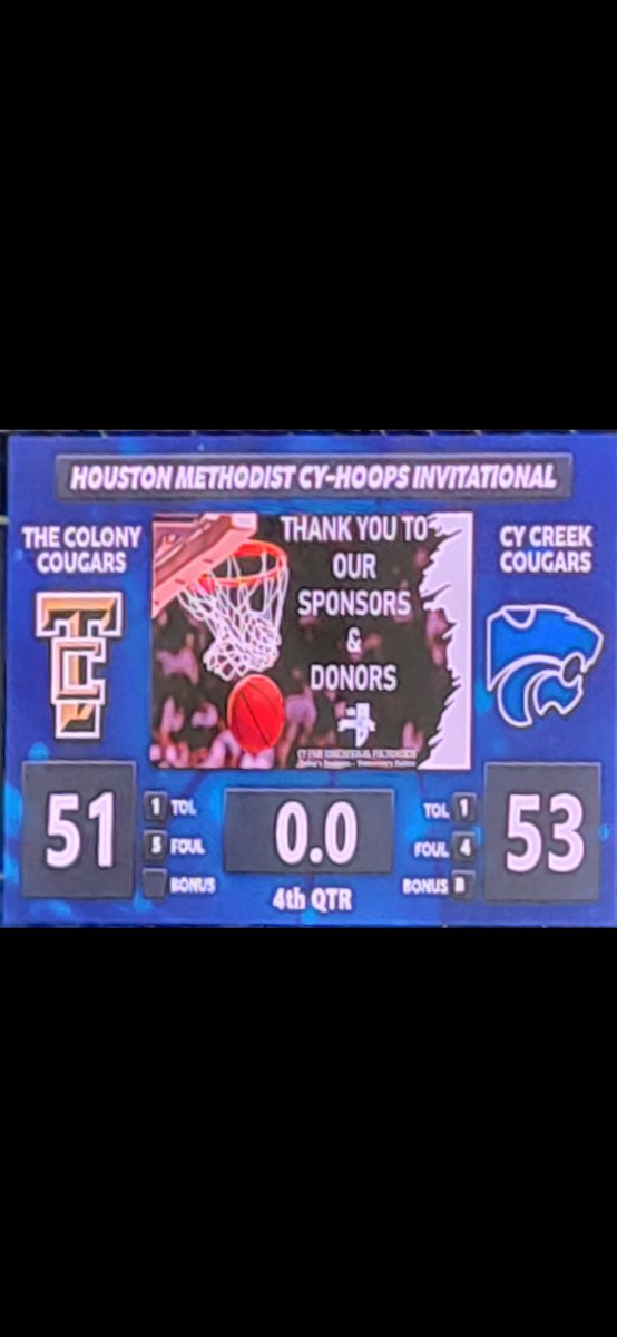 That’s now 6 in a row for <a href="/CyCreek_Hoops/">CyCreekBasketball</a>!  Cougars take down TABC #10 in 5A, The Colony.  Next game at 3 PM today at Berry Center!