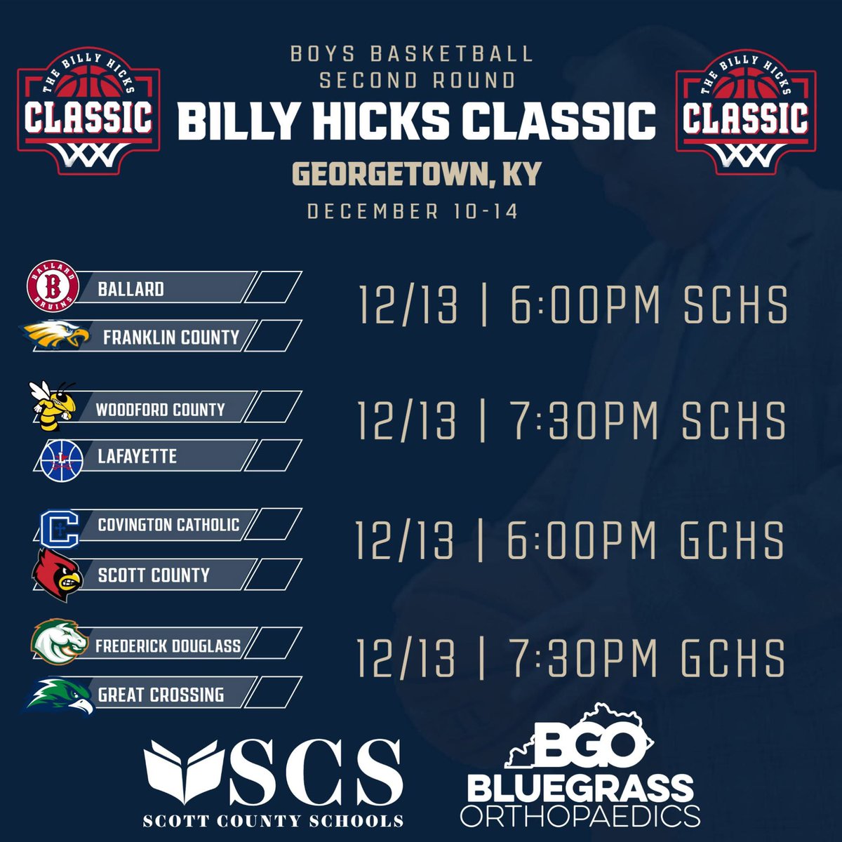 BirdsNestAthletics (@birdsnestsports) on Twitter photo Some BIG TIME matchups tonight !
Boys Basketball …Second Round of Billy Hicks Classic presented by <a href="/BGO_KY/">Bluegrass Ortho</a> Some BIG TIME matchups tonight !
Boys Basketball …Second Round of Billy Hicks Classic presented by <a href="/BGO_KY/">Bluegrass Ortho</a>