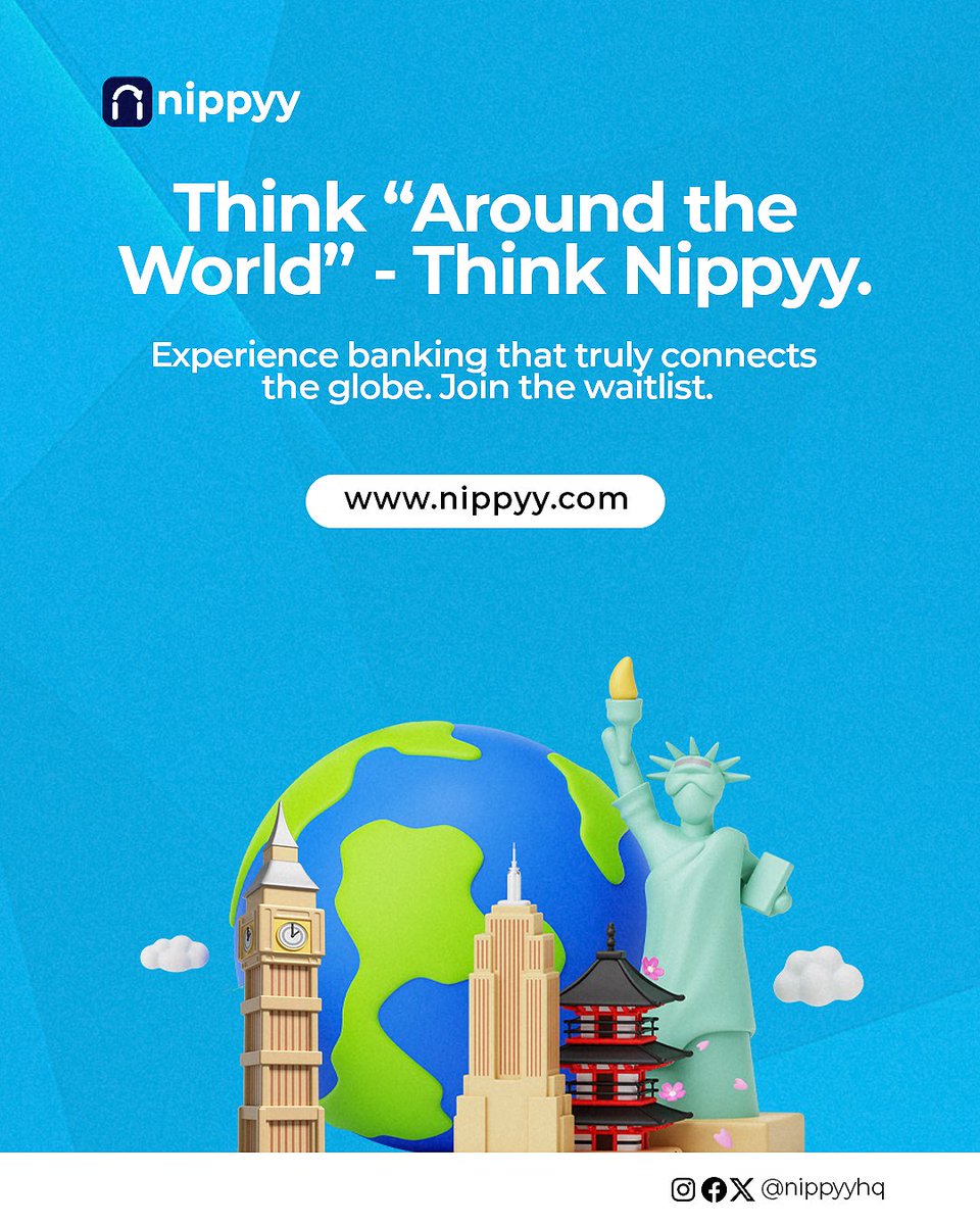 nippyyverse's tweet image. Think “Around the World” — Think Nippyy.
Borders shouldn’t stop your money from moving fast.
Nippyy makes sending money internationally as simple as a tap, no matter where you are or where it’s going.
Experience banking that truly connects the globe.
Join the waitlist.