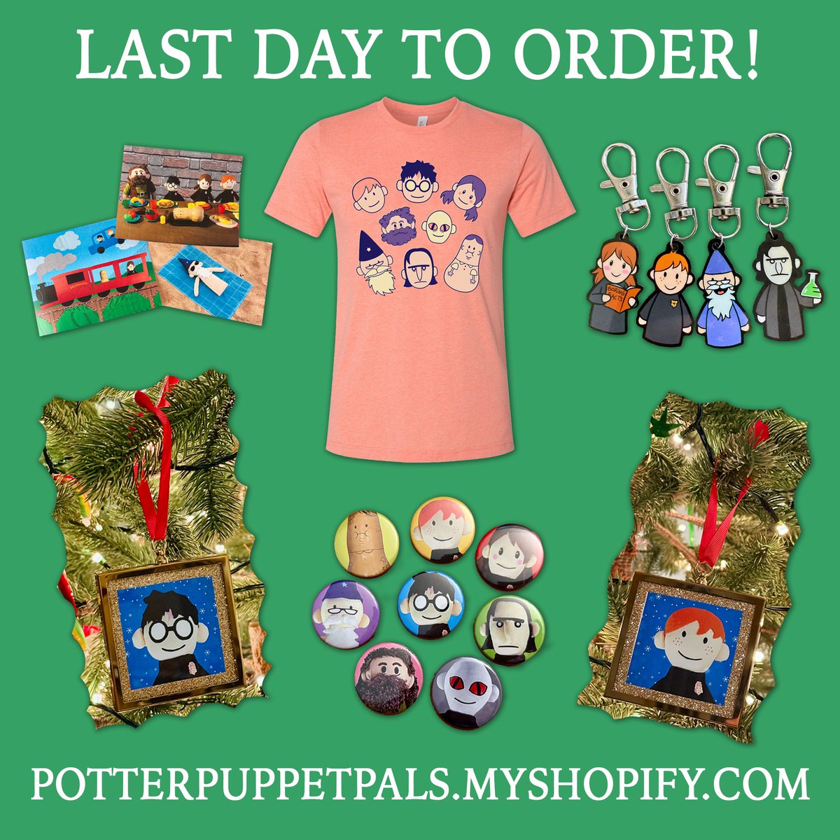 Okay friends, today is the last day to order if you’re looking to pick up some holiday swag! Happy Christmas!! 

potterpuppetpals.myshopify.com