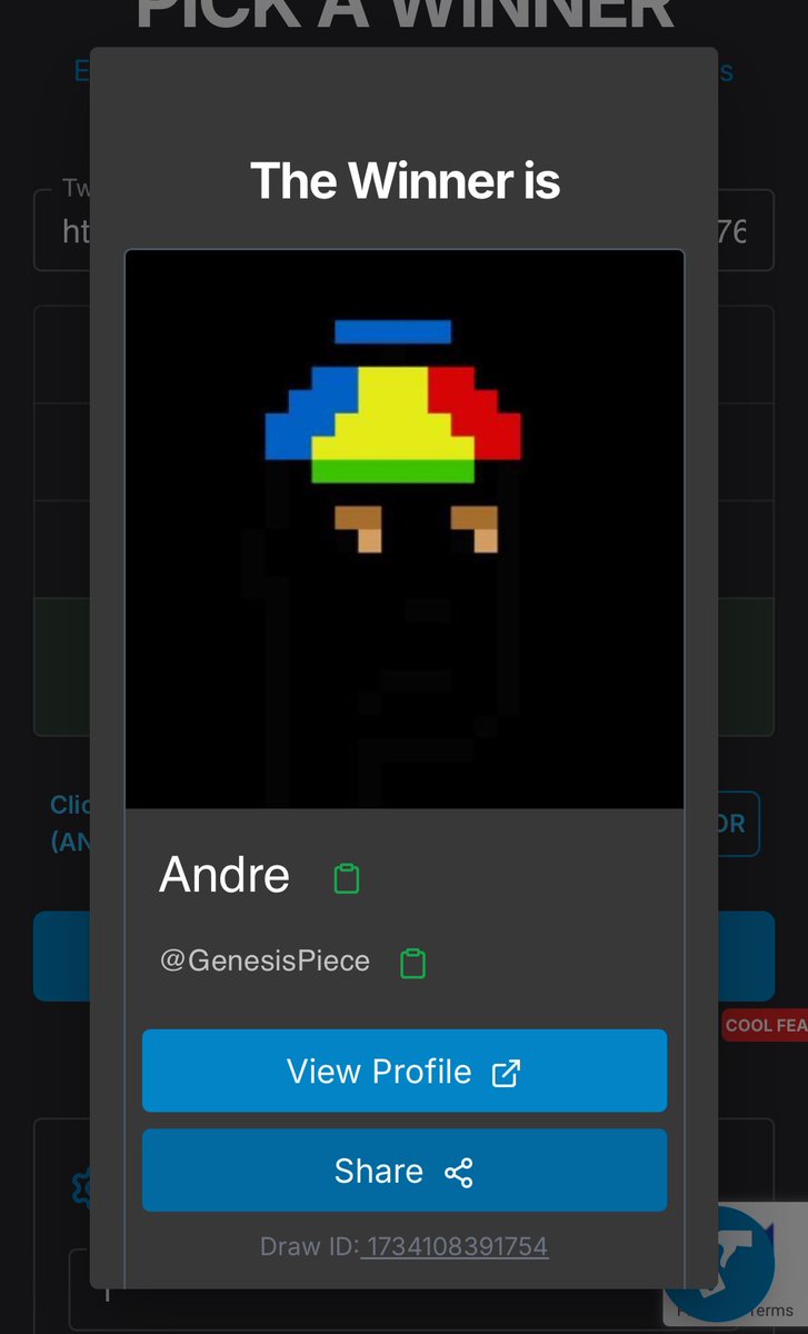 Congrats <a href="/GenesisPiece/">Andre</a> you won! Draw ID: 1734108391754 

dm your wallet