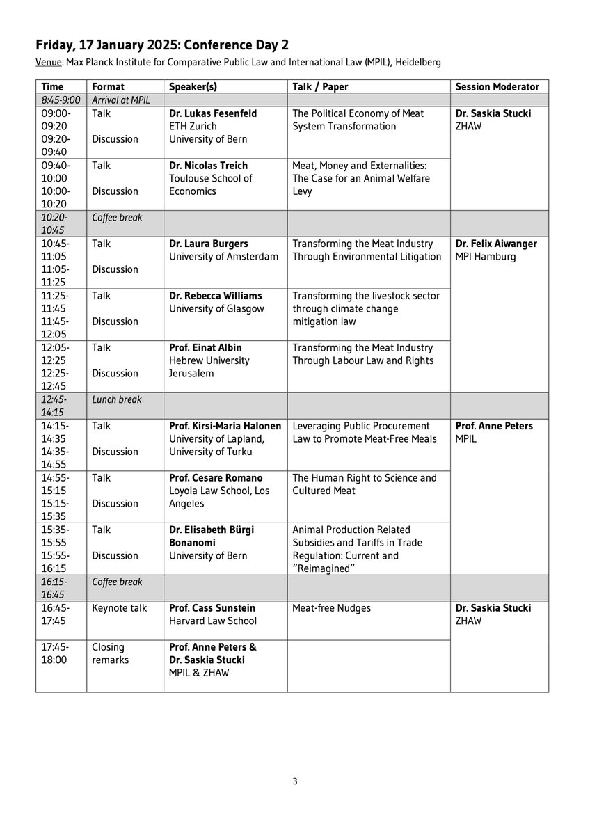 MPIL Heidelberg (@mpilheidelberg) on Twitter photo đąđ± Defund Meat Conference, convened by @Saskia_Stucki & <a href="/AnnePetersMPIL/">Anne Peters</a>: Join us on 15-17 January 2025 to discuss the impacts of meat production and envision solutions for a sustainable future!
More info & registration for online-participation: mpil.de/en/pub/news/co⊠đąđ± Defund Meat Conference, convened by @Saskia_Stucki & <a href="/AnnePetersMPIL/">Anne Peters</a>: Join us on 15-17 January 2025 to discuss the impacts of meat production and envision solutions for a sustainable future!
More info & registration for online-participation: mpil.de/en/pub/news/coâŠ