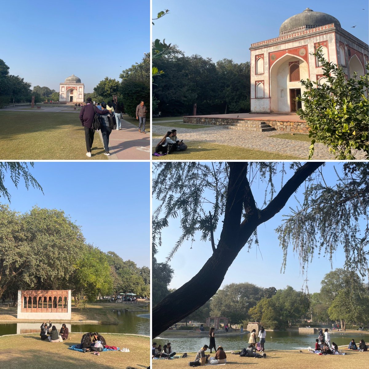 Sunny winter day at #SunderNursery: picnics, gossip circles, lovers among Mughal ruins, old &amp; new trees, water channels &amp; plump marigolds. 90 acres of pure joy where everyone belongs! Reposting my essay on India's garden-history: scroll.in/article/101293… <a href="/scroll_in/">Scroll.in</a>  #publicparks