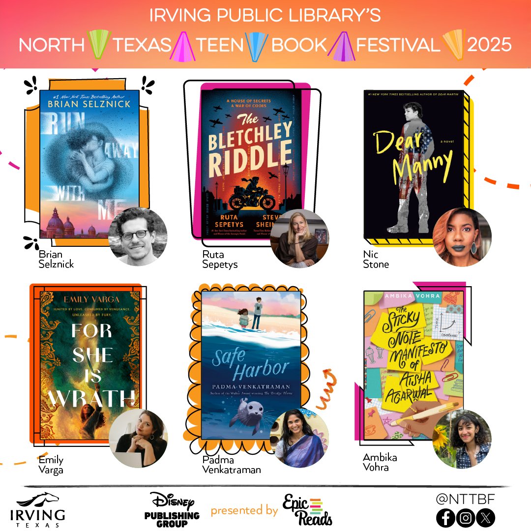 Please welcome Brian Selznick, <a href="/RutaSepetys/">Ruta Sepetys Updates</a>, Nic Stone, Emily Varga, <a href="/padmatv/">Padma Venkatraman #TheBridgeHome #BornBehindBars</a>, and <a href="/ambika_vohra/">ambika vohra updates ✨</a> to #NTTBF25!