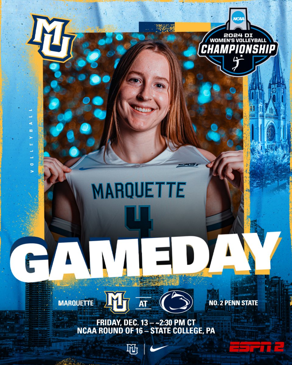 Marquette Volleyball (@marquettevb) on Twitter photo γ½οΈ #WeAreMarquette
#NCAAWVB Round of 16
π <a href="/PennStateVBALL/">Penn State Womenβs Volleyball</a>
πΊ ESPN2
π ~2:30 p.m. CT
π es.pn/41v6EVg
π ncaa.com/game/6343899 γ½οΈ #WeAreMarquette
#NCAAWVB Round of 16
π <a href="/PennStateVBALL/">Penn State Womenβs Volleyball</a>
πΊ ESPN2
π ~2:30 p.m. CT
π es.pn/41v6EVg
π ncaa.com/game/6343899