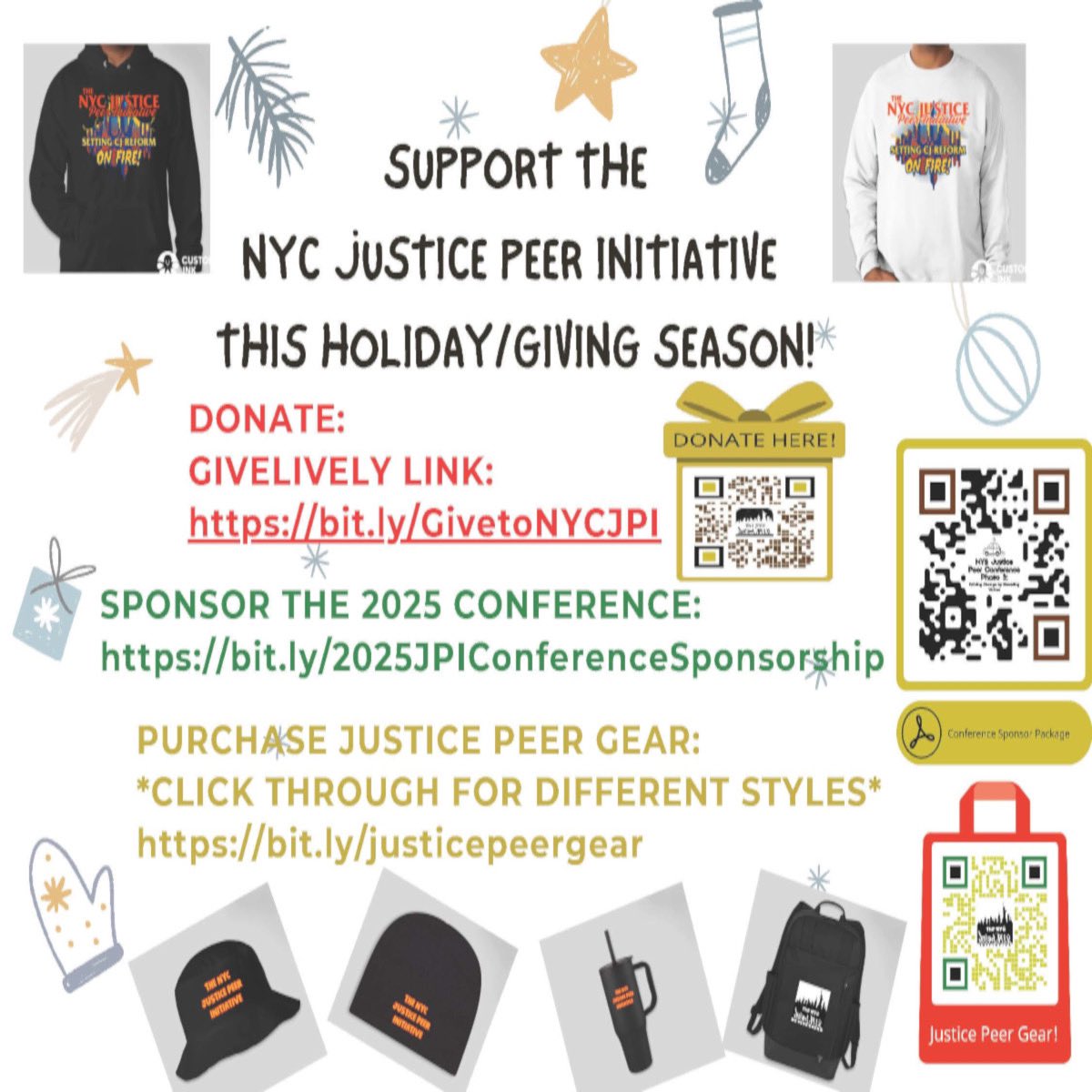 PRIDIZM's tweet photo. JOYFUL HOLIDAYS EVERYONE! PLEASE SUPPORT THE NYC JUSTICE PEER INITIATIVE THIS HOLIDAY/GIVING SEASON! https://t.co/90n7Yonk19