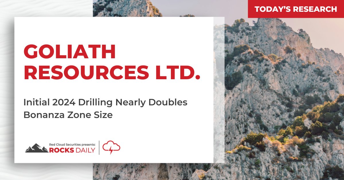 RedCloudSec's tweet photo. .@GoliathResource reported initial results from the 2024 #drill program at the Surebet discovery at its Golddigger project. The results are from the Bonanza zone with a highlight of 226.12 g/t #AuEq over 1m within 45.60 g/t AuEq over 5.95m. Details: https://t.co/nBnljqn8DK $GOT https://t.co/SN1zsAnHTB