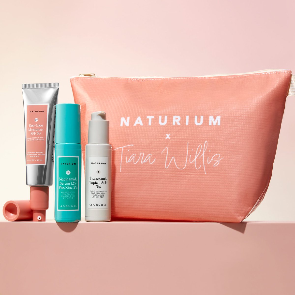 NaturiumSkin's tweet photo. We're so excited to share our new limited edition Glowing Skin Set by Tiara Willis with you! 🍩✨

Here's what's inside:
〰️ Tranexamic Topical Acid 5%
〰️ Niacinamide Serum 12% Plus Zinc 2%
〰️ Dew-Glow Moisturizer SPF 50

Available exclusively on https://t.co/e2iJZiopuZ! https://t.co/Sg4VMHuNHW