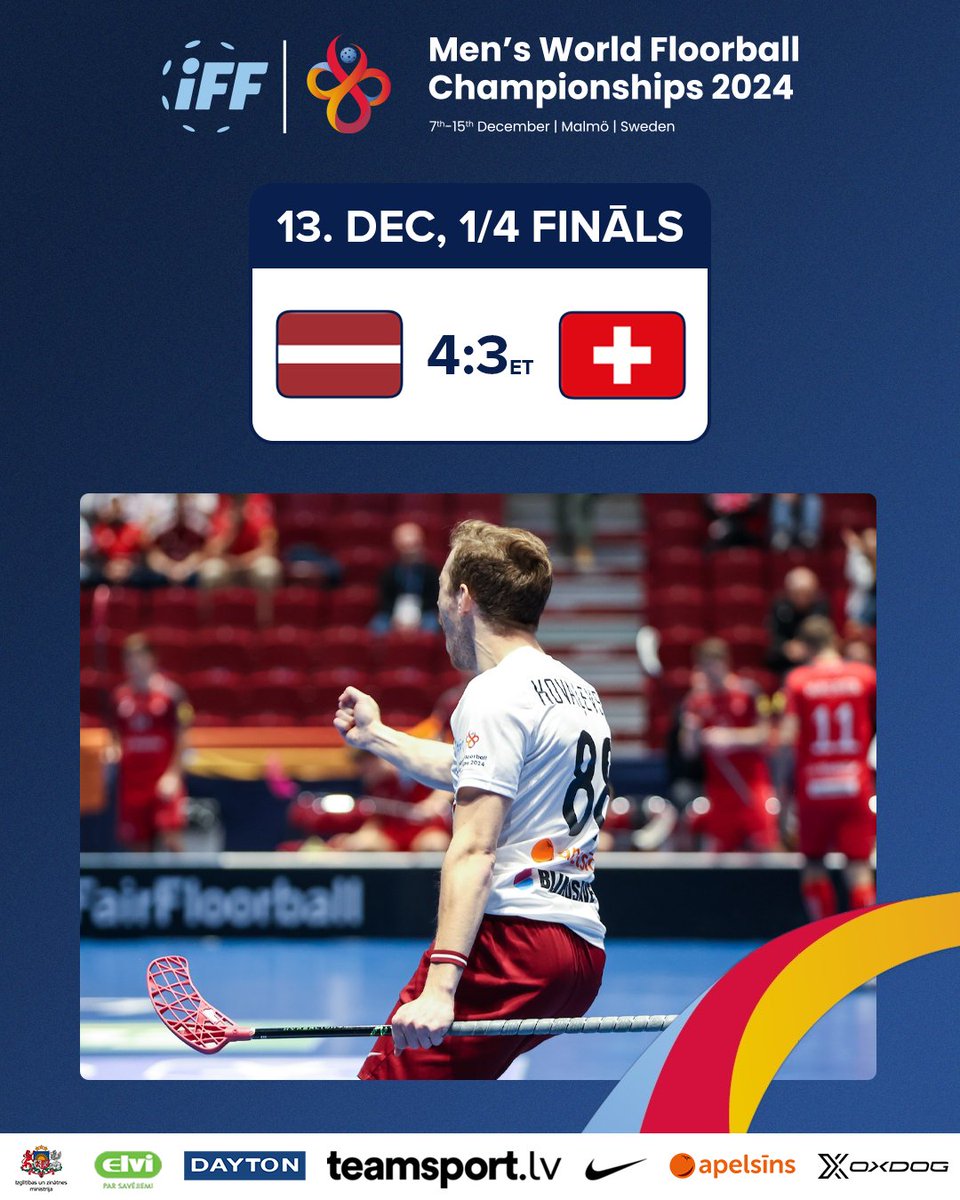 🇱🇻 Uzvara! Pirmo reizi spēlēsim pusfinālā.

#florbols #floorball #wfc2024 #TheFloorIsYours