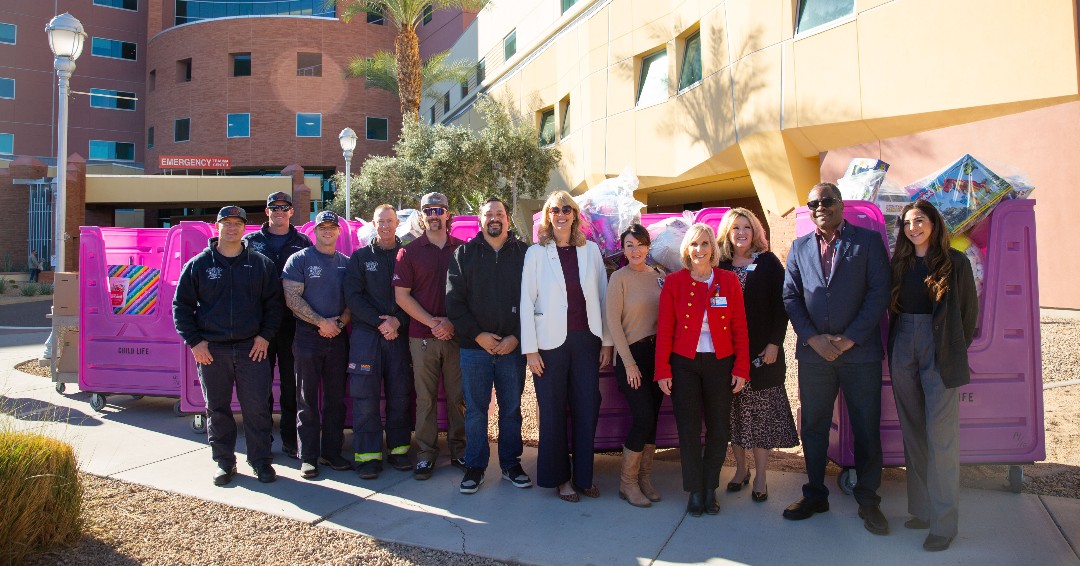 We proudly participated in the Annual Toy Drive with the East Valley Fire Department, donating $1,000 to provide toys for Banner Children's Hospital. Thank you to the Office of Vice Mayor Francisco Heredia, featured in the photos below, for organizing this wonderful event.