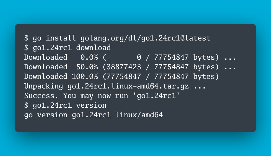 🎊 Go 1.24 Release Candidate 1 is released!

🏃‍♀️ Run it in dev! Run it in prod! File bugs! go.dev/issue/new

🔈 Announcement: groups.google.com/g/golang-annou…

📦 Download: go.dev/dl/#go1.24rc1

#golang