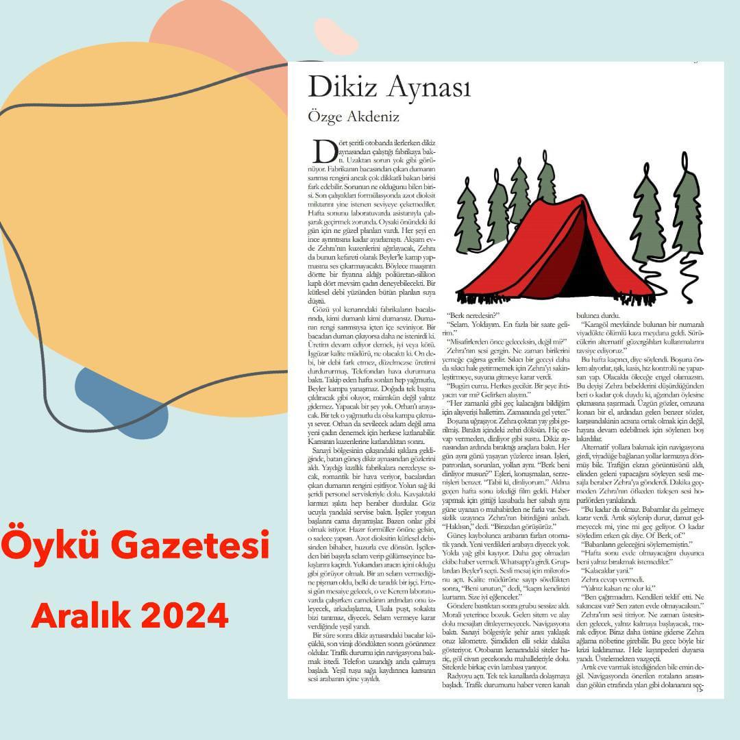 oykugazetesi's tweet photo. “Yapacak bir şey yok. Orhan’ı arayacak. Bir tek o yağmurlu da olsa kampa çıkmayı sever. Orhan da sevilecek adam değil ama yeni çadırı denemek için herkese katlanabilir.”

Dikiz Aynası 
Özge Akdeniz 
Öykü Gazetesi 15'te.

https://t.co/wakjbekiaA https://t.co/kHvlIp9PGT