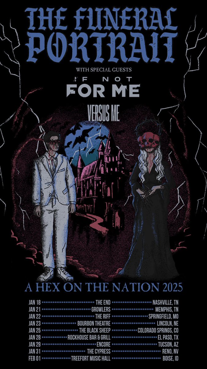 🔥TOUR ANNOUNCEMENT🔥 We are super excited to be part of the HEX ON THE NATION 2025 with our friends in <a href="/TFP_devotion/">The Funeral Portrait</a> and <a href="/IfNotForMeBand/">If Not For Me</a> ! Come join us to kick off the new year!