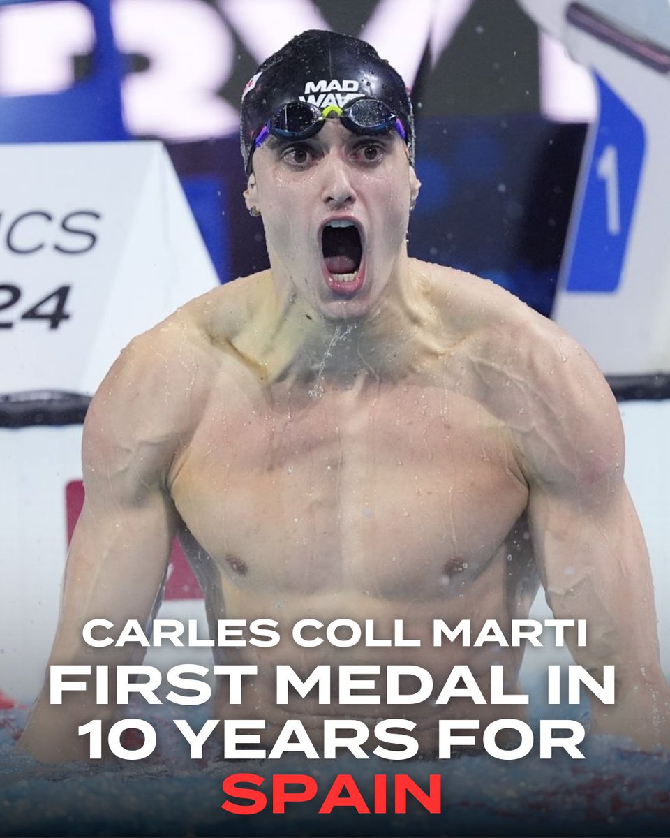 🇪🇸Carles Coll Marti makes history with a stunning 2:01.55 in the Men's 200m Breaststroke, securing Spain's first medal in 10 years! 🏊‍♂️ #AQUABudapest2024