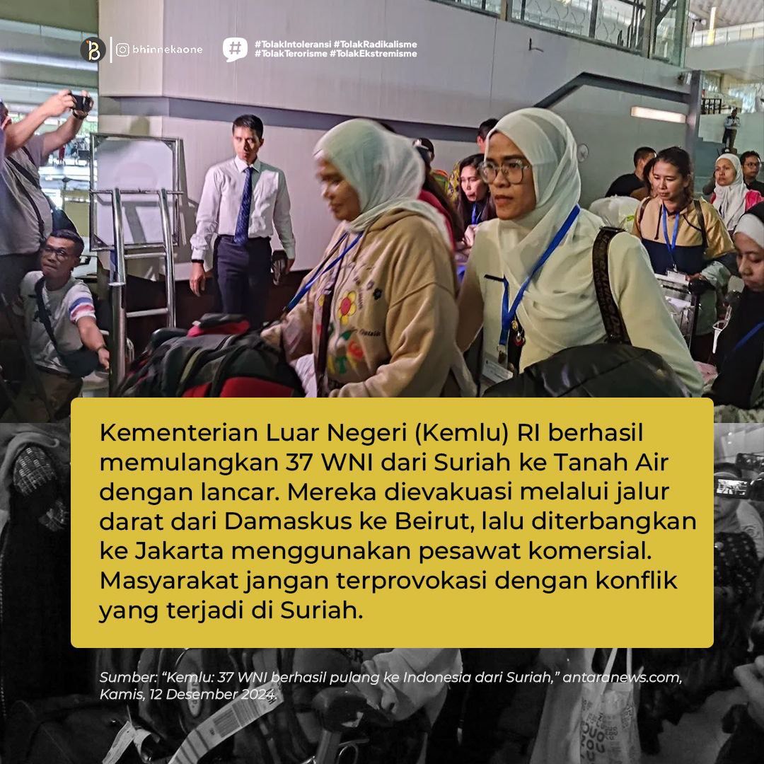 malukutoleransi's tweet image. 37 WNI berhasil pulang ke Indonesia dari suriah.

#kbridamaskus #wni #kemlu #suriah #bashar_alassad