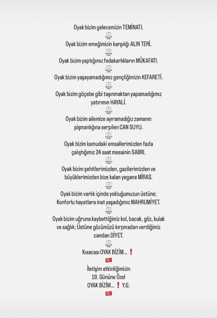 Ylcn_Gnl_1919's tweet photo. @OYADDernegi Er yada geç yönetimin konfor çarkına çomağı sokacağız.
#Oyak Kurumunun sahipleri geçim sıkıntısı çekerken;çalışanlarımızın lüks yaşamına izin veremeyiz.
Anca beraber kanca beraber.
Unutmayalım ki Oyak Kurumu CANdır.
Yönetimi ise geçici bir heyeCAN.
⚖️
#OyakÖnündeNöbetteyiz https://t.co/w97W6b37pA