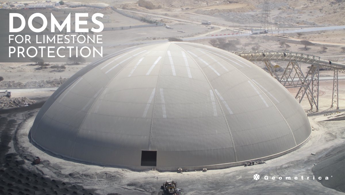 Extend the life and quality of your limestone stockpiles with domes, designed to shield your materials while preserving the environment.

Read more: geometrica.com/en/limestone/?…

#Geometrica #SustainableStorage #EcoFriendly #LimestoneProtection #EnvironmentalCare