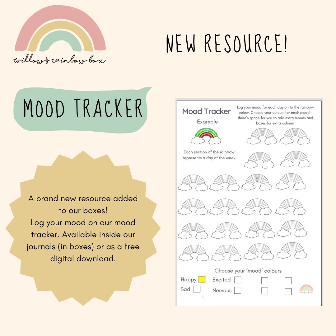 New resource available in our journals (in boxes) and for free digital download. Log and reflect on your mood through pregnancy after loss - suitable for anyone involved in a pregnancy after loss. willowsrainbowbox.co.uk/free-printable…