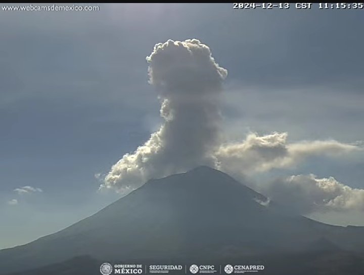 PreMxOficial's tweet image. #AVISO ⚠️ | #Exhalación MODERADA 🟡 del volcán #Popocatépetl registrada a las 11:11 h. 🌋💨

⚠️ Caída de ceniza (SUR - SUROESTE): #Puebla, #Morelos y #Guerrero.

🚦 AMARILLO FASE 2. 🟡